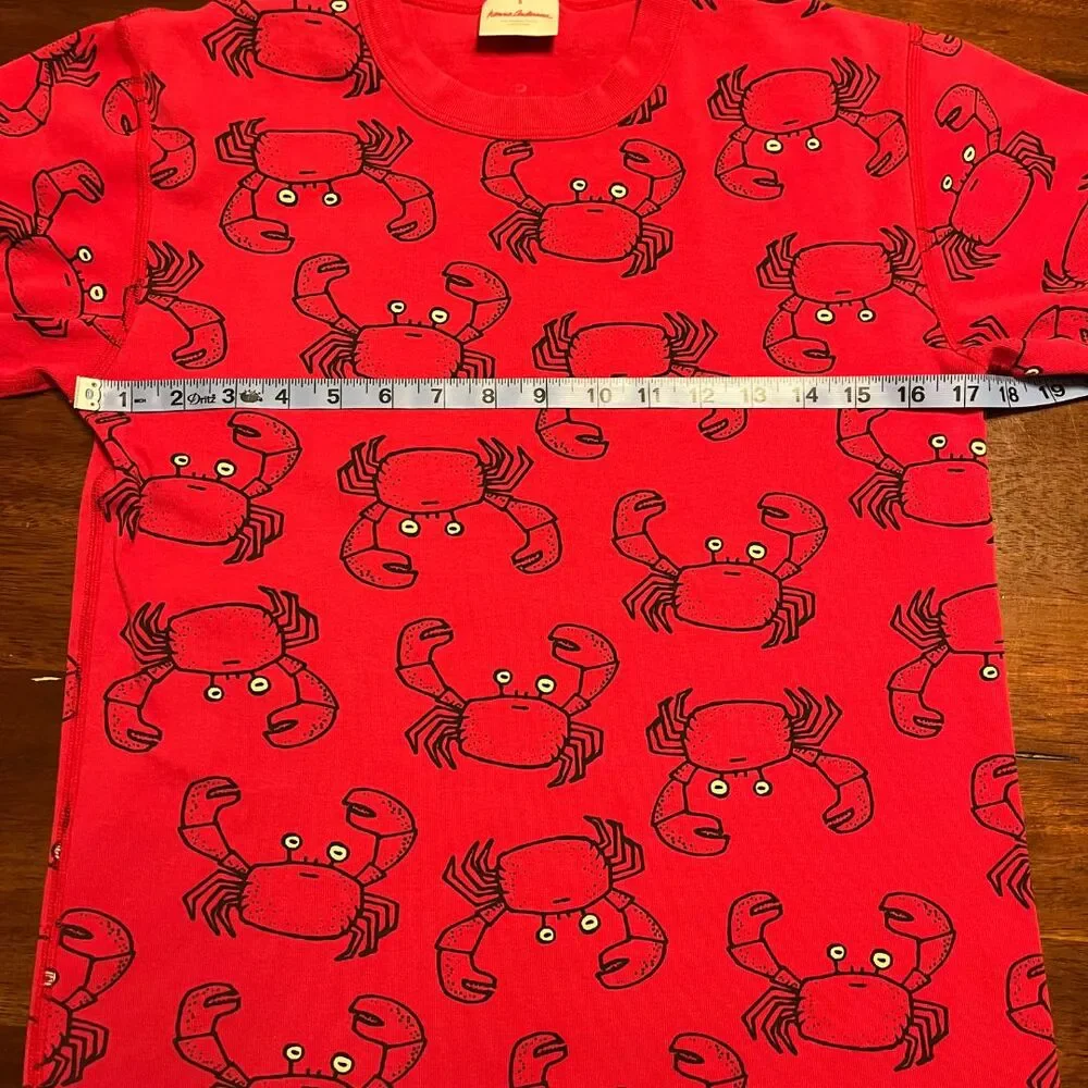 HANNA ANDERSSON Boys Red Crab Pajama Top 100% Organic Cotton – Size Small - Picture 4 of 9